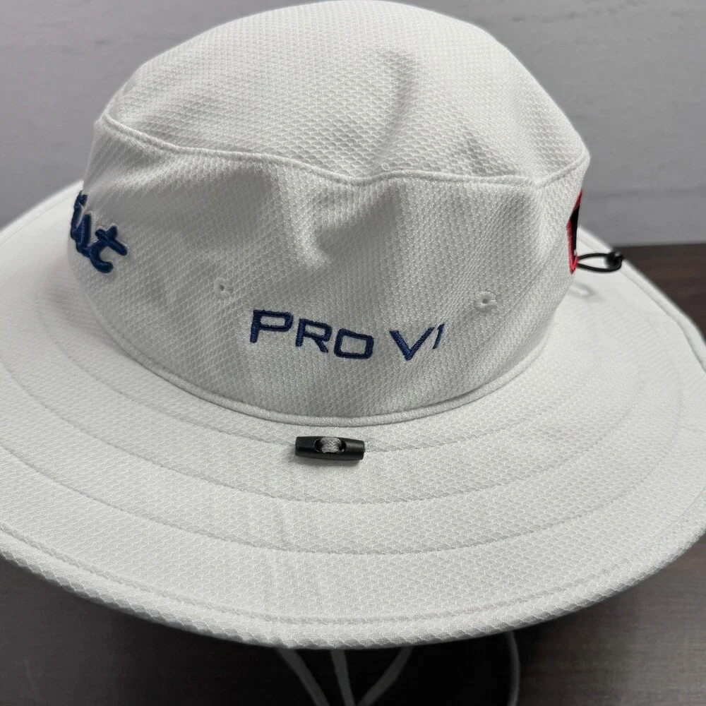 Titleist Hat Unisex OSFM White Tour Aussie Bucket Golf Sun Cap Pro V1 FJ